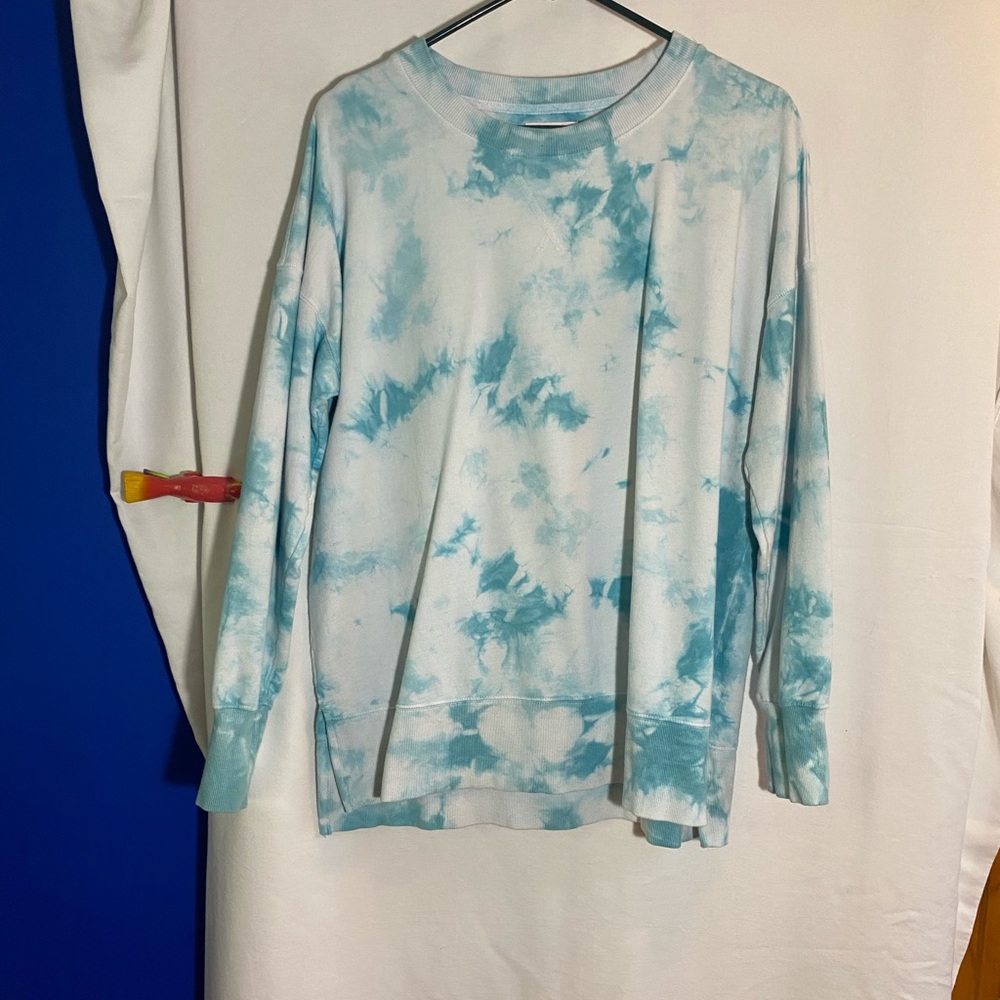 Pink Lily Blue Tie-Dye Sweatshirt, Size Small